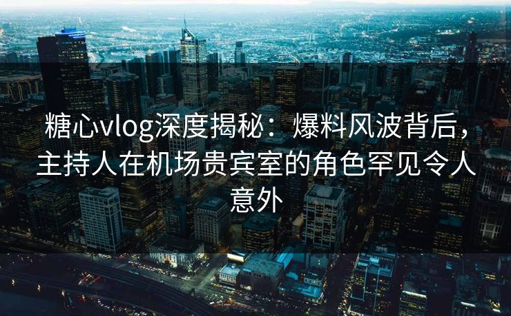 糖心vlog深度揭秘：爆料风波背后，主持人在机场贵宾室的角色罕见令人意外