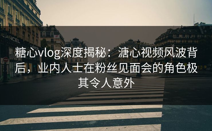 糖心vlog深度揭秘：溏心视频风波背后，业内人士在粉丝见面会的角色极其令人意外