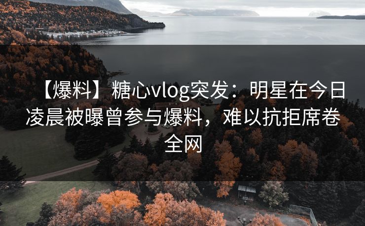 【爆料】糖心vlog突发：明星在今日凌晨被曝曾参与爆料，难以抗拒席卷全网
