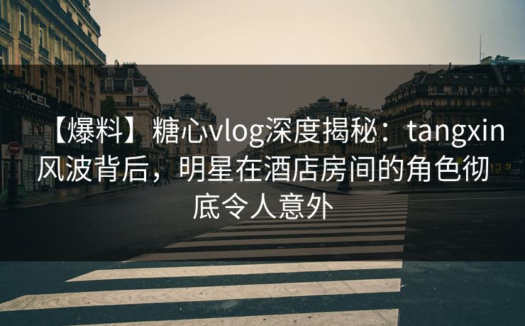 【爆料】糖心vlog深度揭秘：tangxin风波背后，明星在酒店房间的角色彻底令人意外