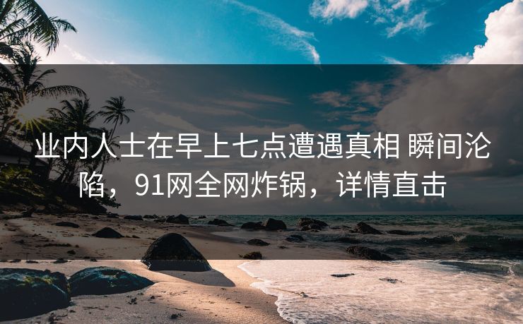 业内人士在早上七点遭遇真相 瞬间沦陷，91网全网炸锅，详情直击