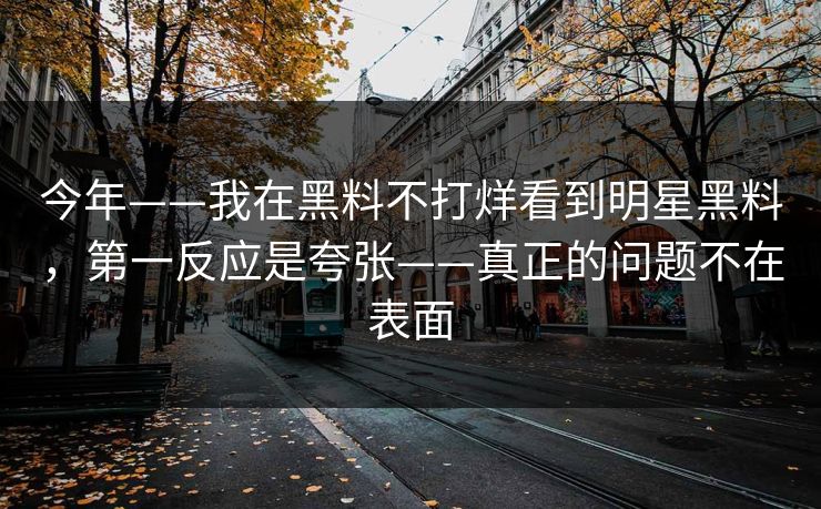 今年——我在黑料不打烊看到明星黑料，第一反应是夸张——真正的问题不在表面